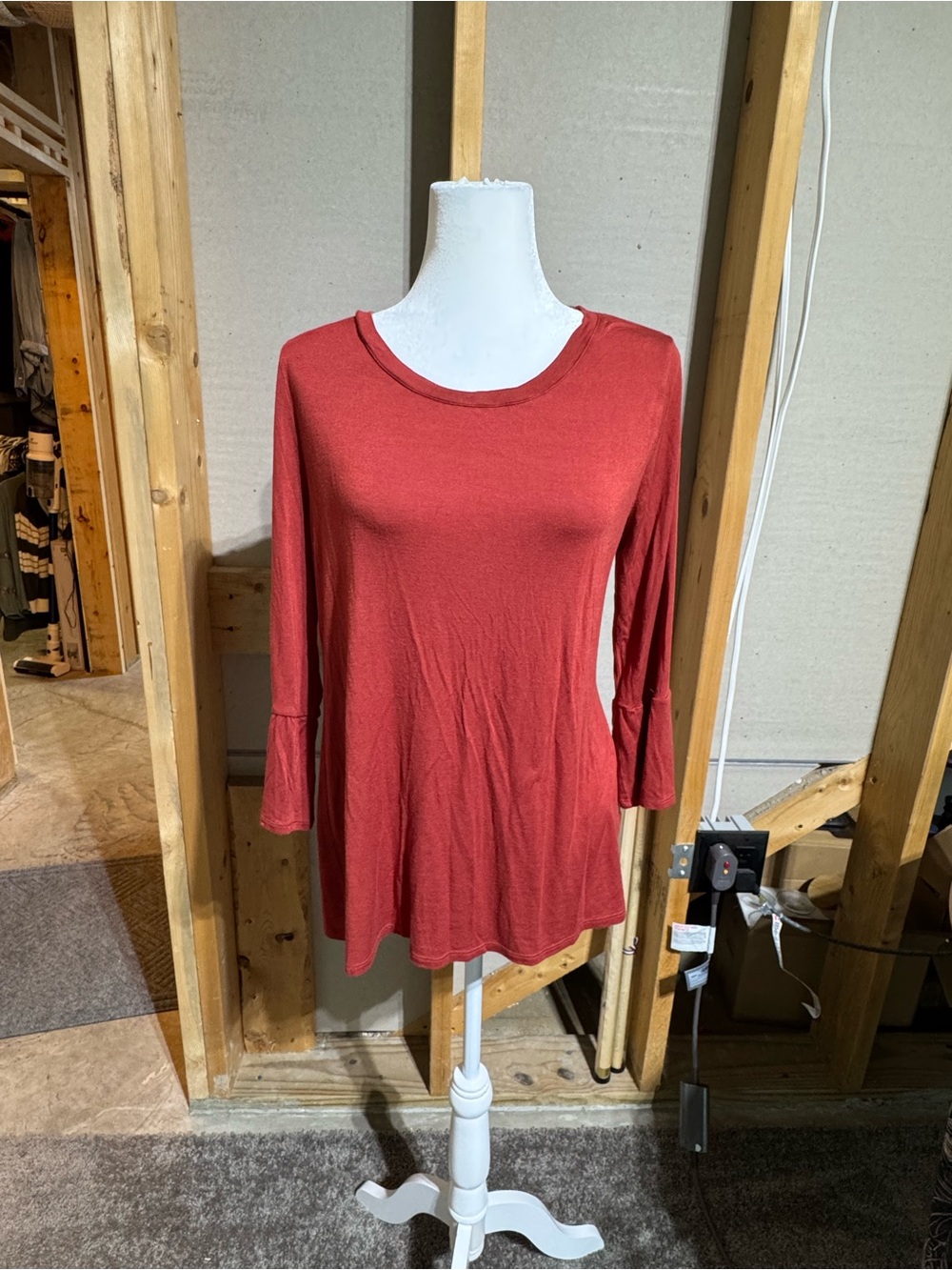Cato Rust Scoop Neck Long Sleeve Top